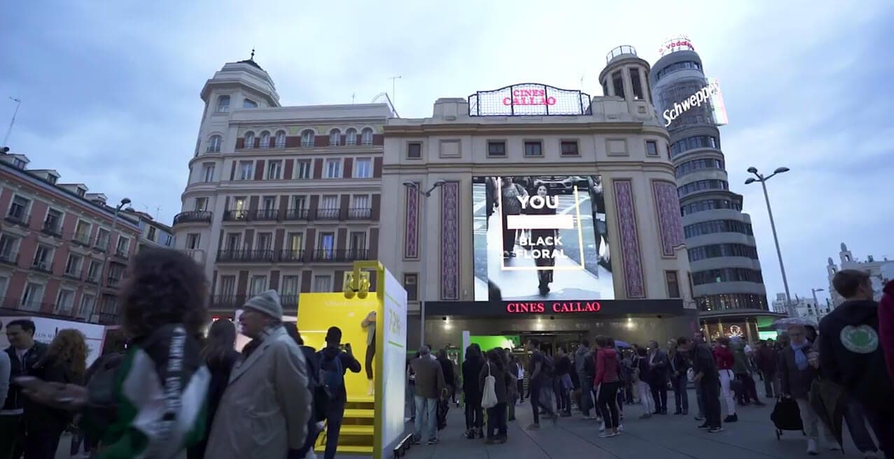 New Balance campaign displayed on the Callao City Lights digital screens in Madrid