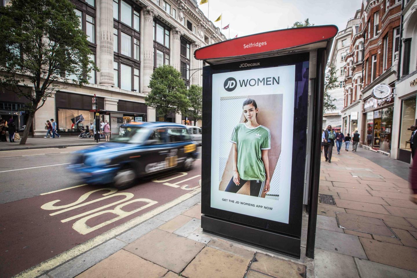 JD Sports digital out-of-home screen in London, UK