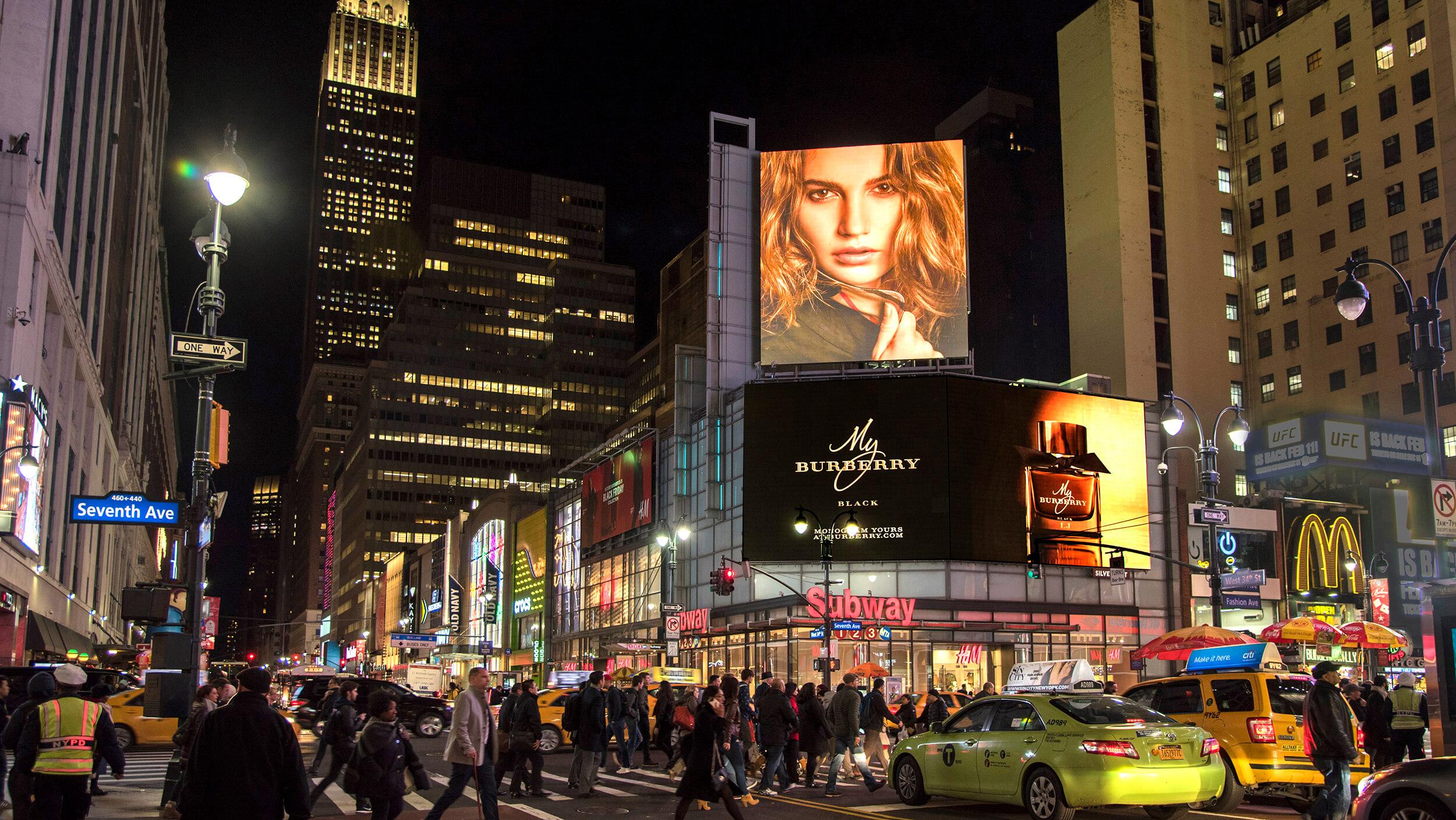 Burberry campaign on NYCD-501 at the Penn District Digital Gateway in New York City