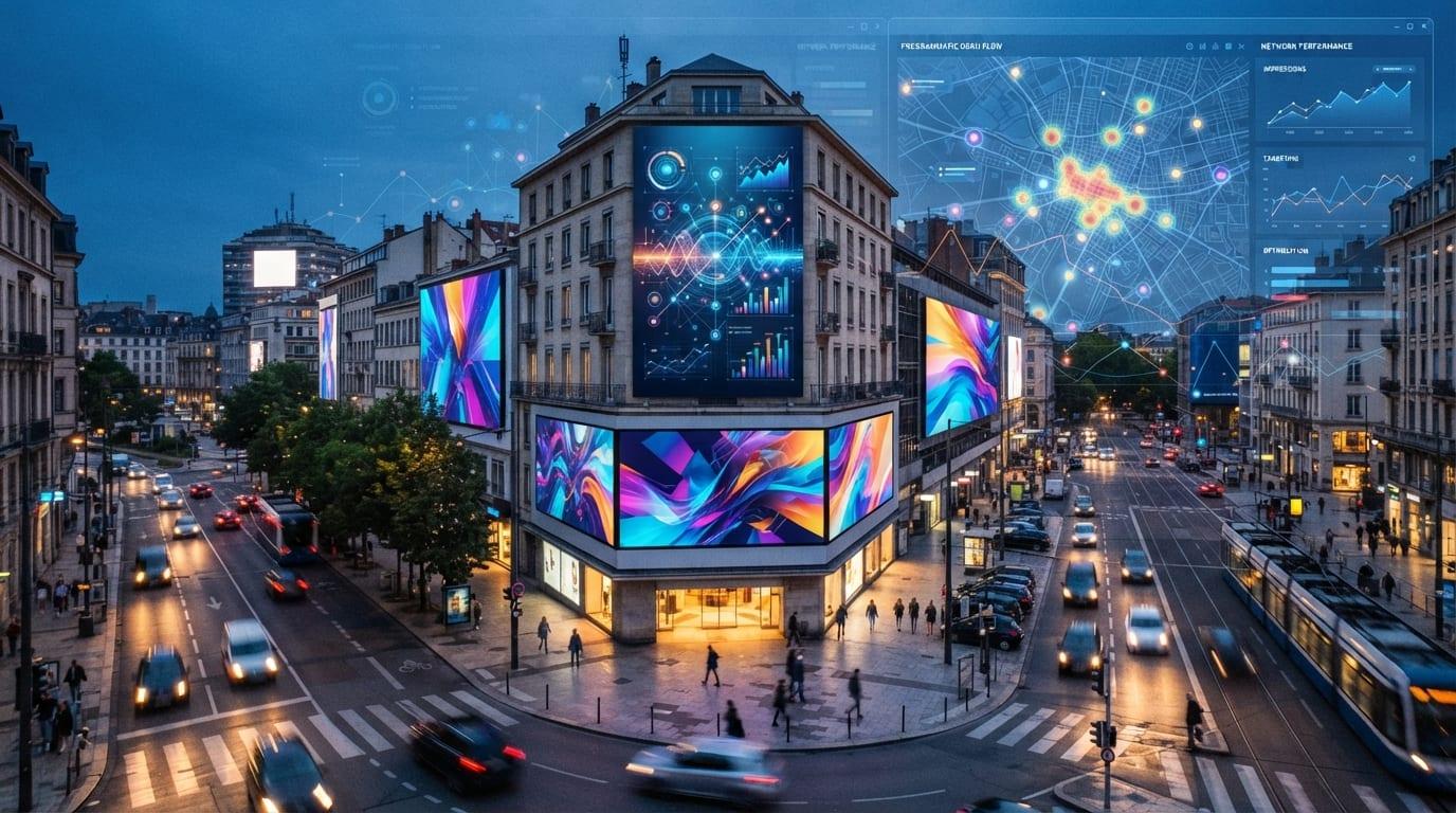 Programmatic DOOH dashboard and digital screen network concept image