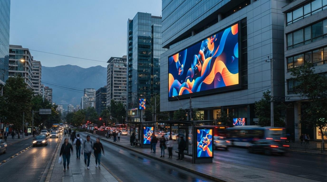 JCDecaux digital out-of-home screens in a Latin American city connected to programmatic buying