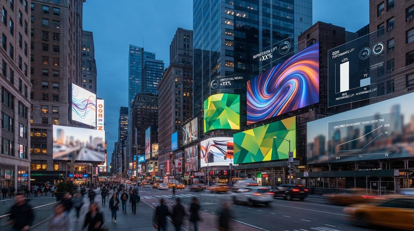 Out-of-home performance study concept with city media and measurement overlays