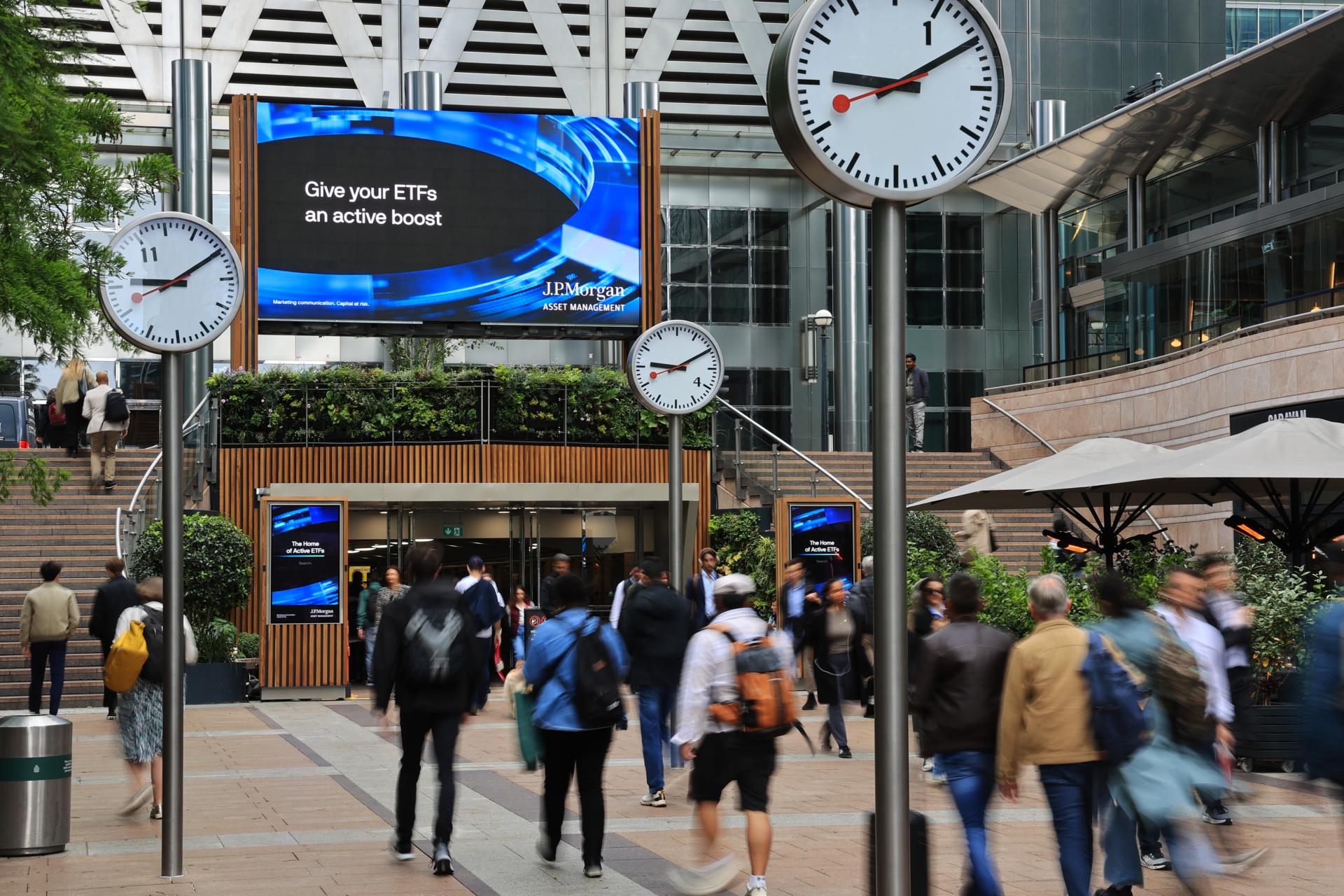The Screens at Reuters Plaza and Crossrail Place in Canary Wharf, London