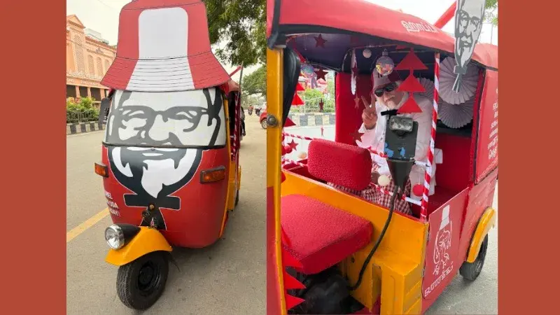 KFC Turns a Chennai Autorickshaw Into a Moving Colonel Sanders Birthday Activation