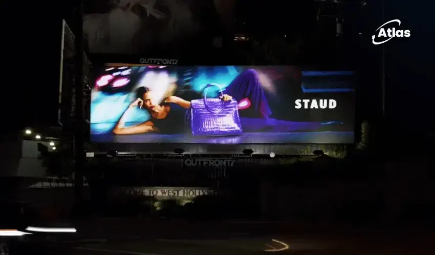 STAUD Puts a Purple Handbag at the Center of Its West Hollywood DOOH Creative